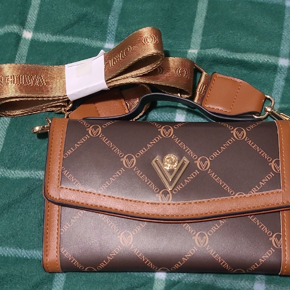 Valentino Orlandi Brown and Tan Crossbody Bag